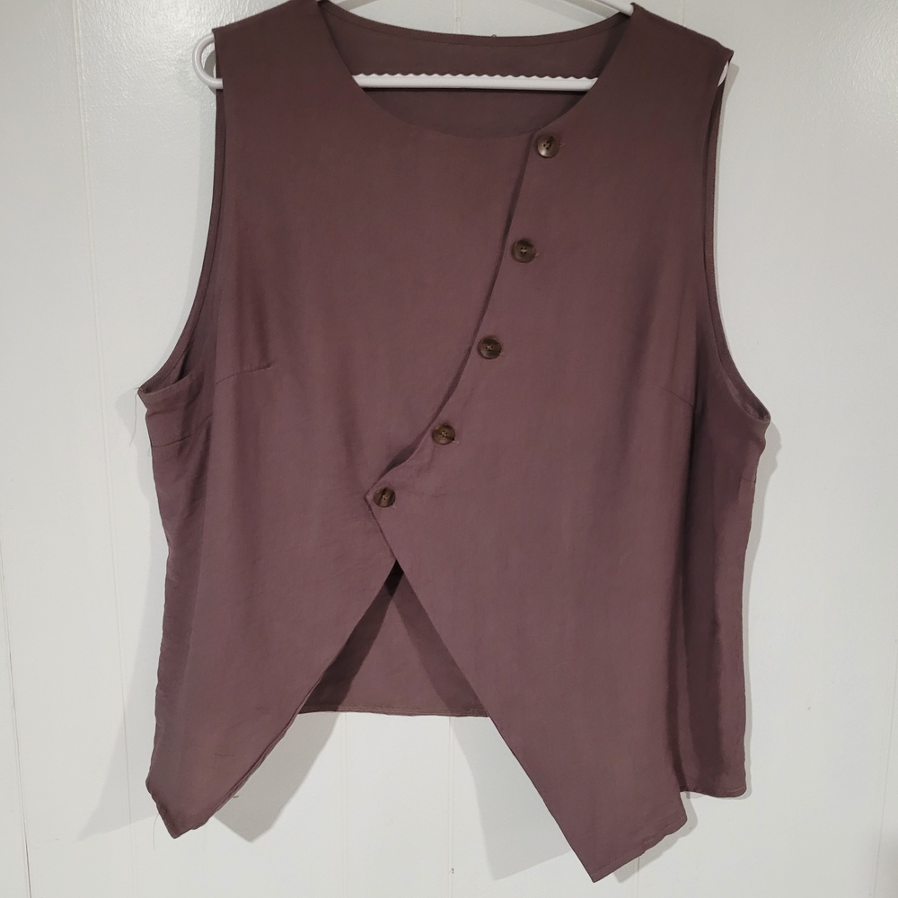 Asymmetrical Button-Front Sleeveless Top